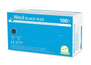 Nitril-Einweghandschuhe Plus, Untersuchungs- und Schutzhandschuhe, einmal, blau/schwarz, CE 2777 - MHD 10/2026