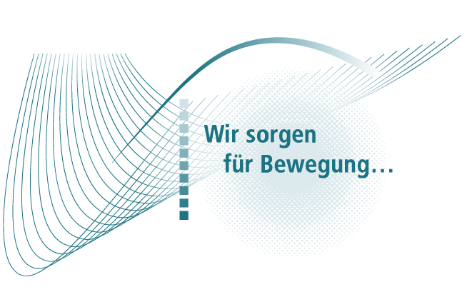 Welle mit Slogan Wir sorgen für Bewegung transparent